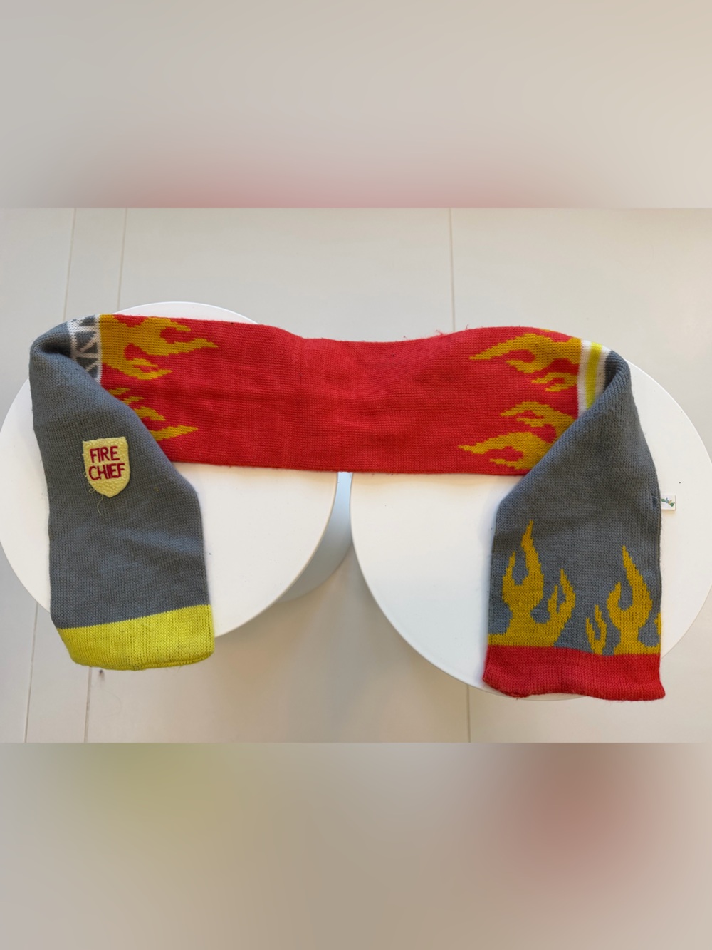 Kidorable Kids’ Fire Chief Scarf – Gray/Red/Yellow